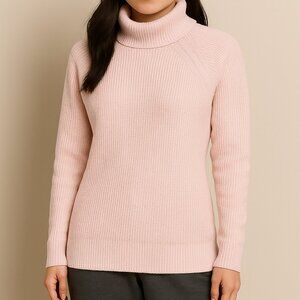 LOFT Petites WaffleKnit Turtleneck Sweater Soft Pink (SP) (Lounge Collection)